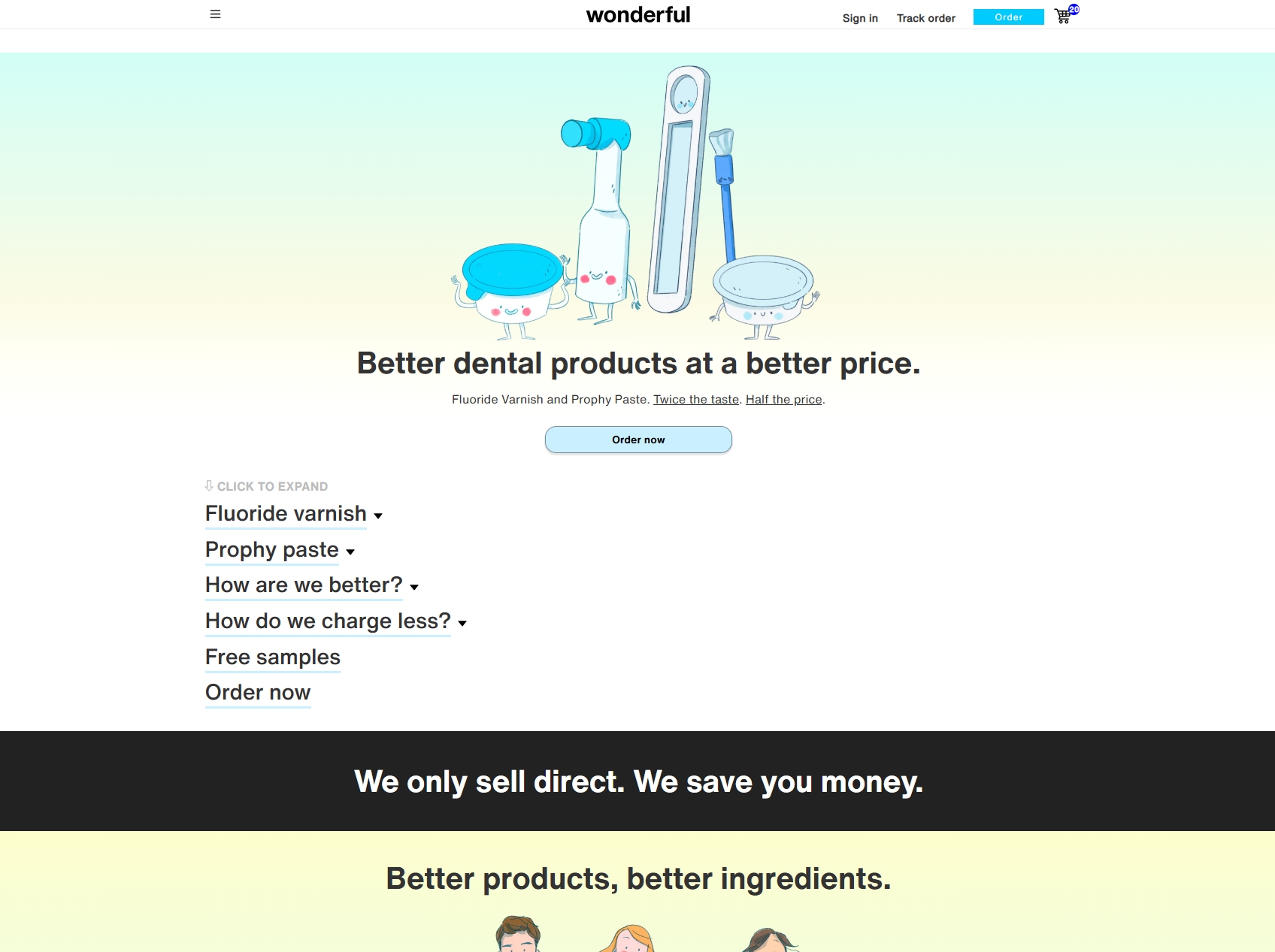 Wonderful Dental storefront before redesign top view